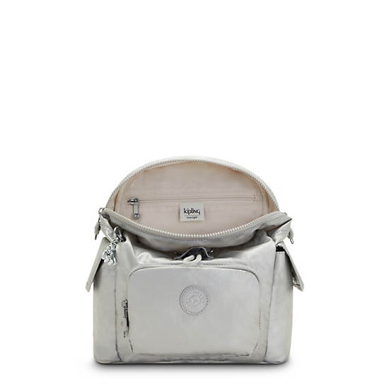 Kipling City Pack Mini Klassiska Metallic Ryggsäck Silver | SE 1734YX